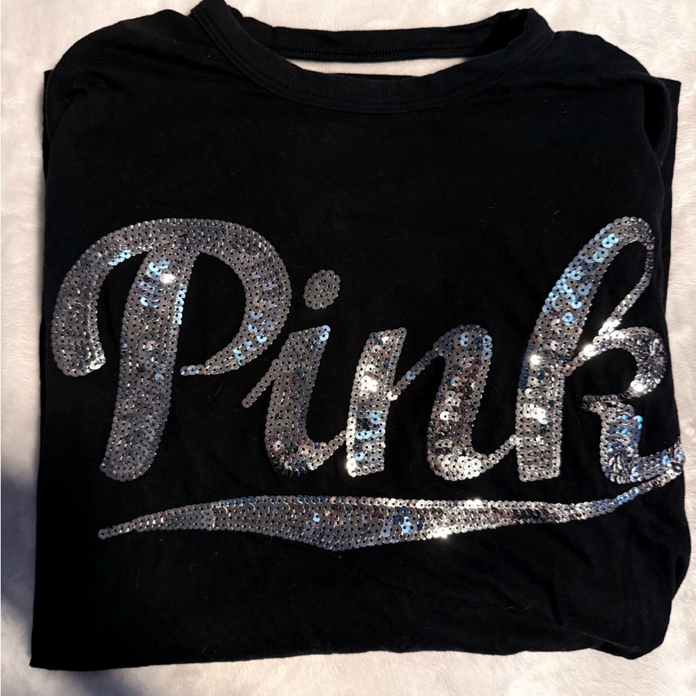 🤍VS PINK CUT OUT LONG SLEEVE TEE